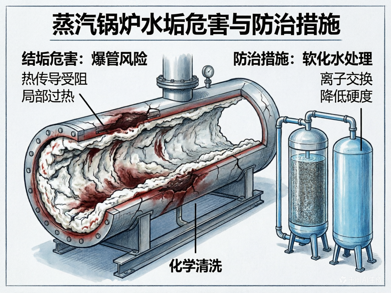蒸汽锅炉结垢1毫米，燃料浪费多少？算完这笔账吓一跳